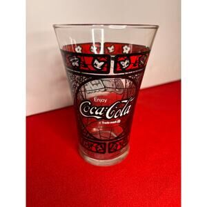 Vintage COCA-COLA Trademark Flared Drinking Glass - Stained Glass - Coke Tumbler